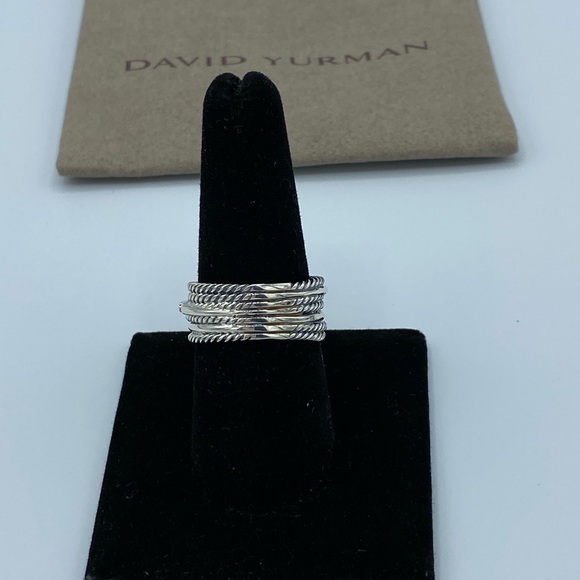 David Yurman Silver Crossover Diamond ring - Picture 3 of 6